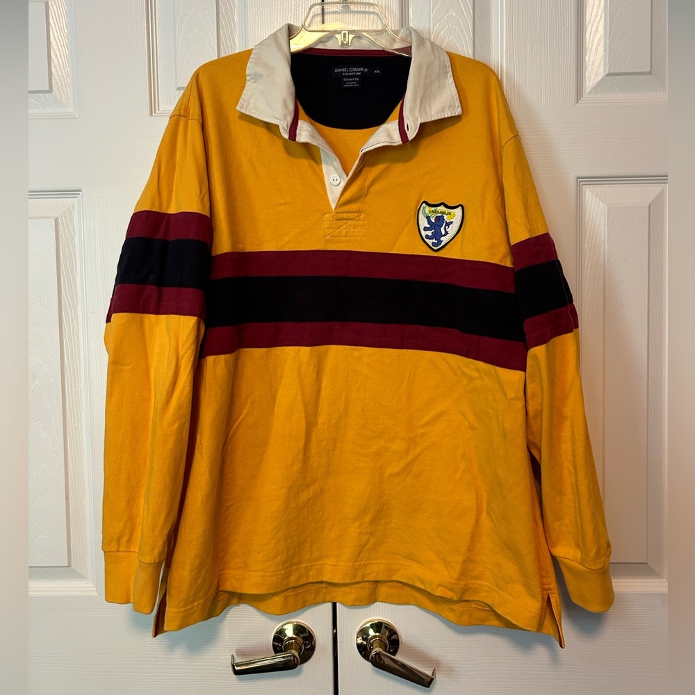 Daniel Cremieux Rugby Long Sleeve Collared Shirt Mens 2XL 100%Cotton Embroidered